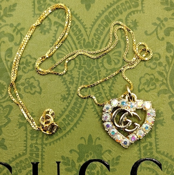 Gucci AB Goldtone Heart Zipper Pull w/ .925 Chain - Picture 7 of 8